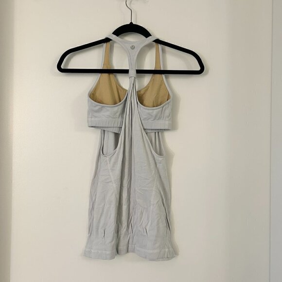 Lululemon 2 in 1 Cool Racerback Tank Silver White Size 4 - Picture 2 of 4